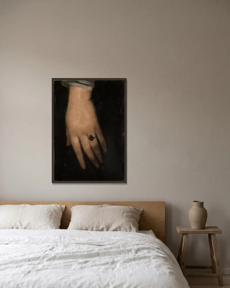 Linke Hand von Wilhelm Leibl gerahmt an einer Wand