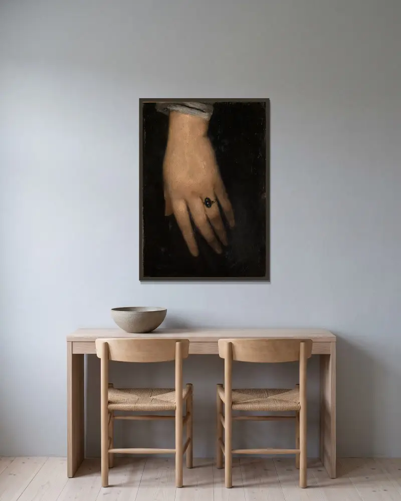 Linke Hand von Wilhelm Leibl gerahmt an einer Wand