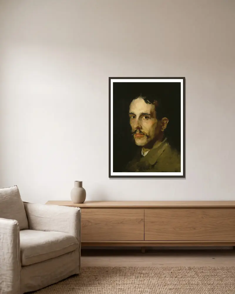 Portrait of the Painter Louis Eysen av Wilhelm Leibl inramad på en vägg