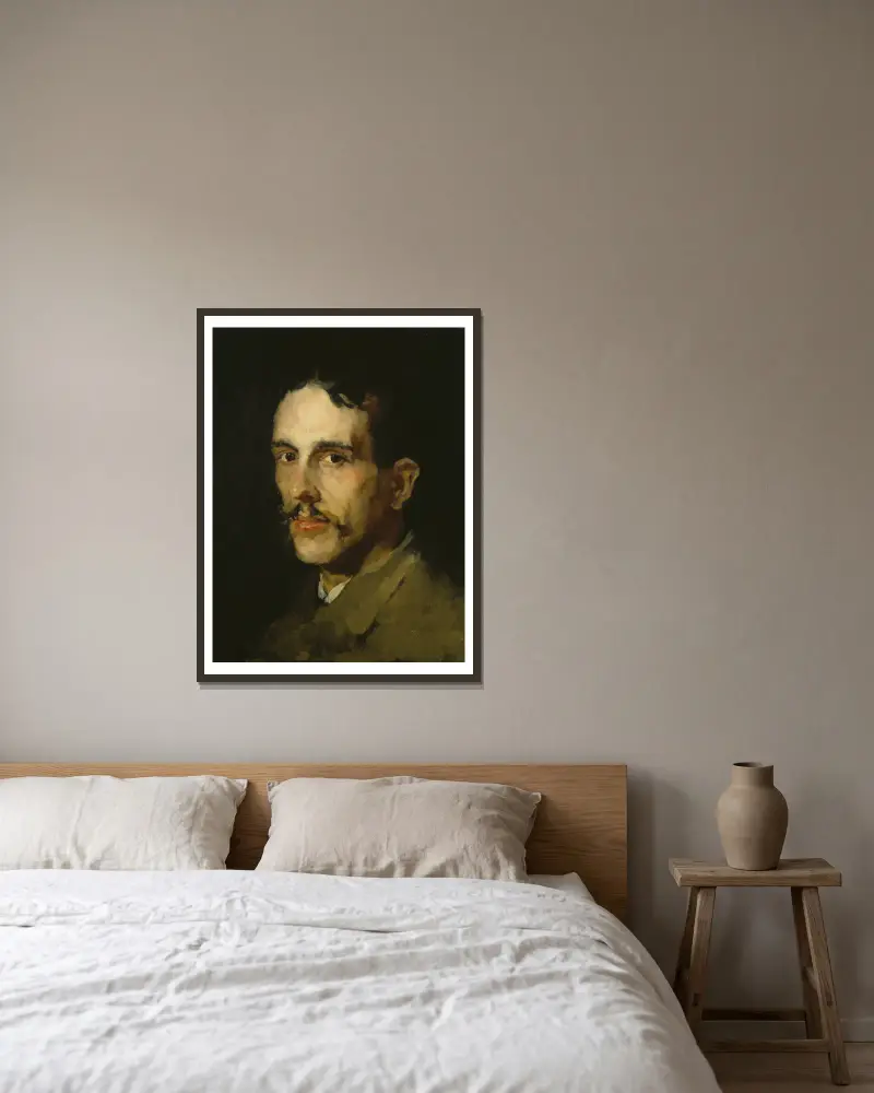 Portrait of the Painter Louis Eysen av Wilhelm Leibl inramad på en vägg