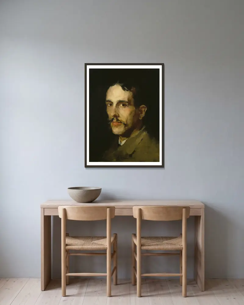 Portrait of the Painter Louis Eysen av Wilhelm Leibl inramad på en vägg