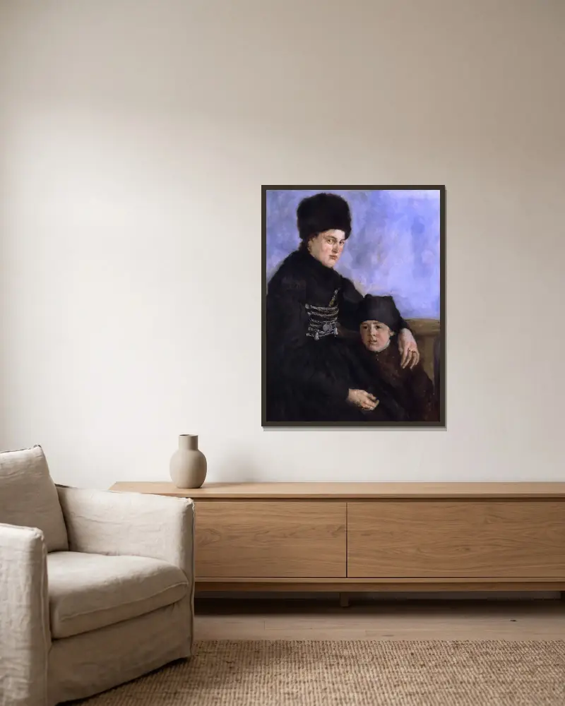 Woman and Child av Wilhelm Leibl inramad på en vägg