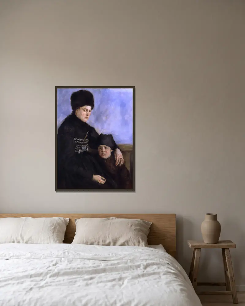 Woman and Child av Wilhelm Leibl inramad på en vägg