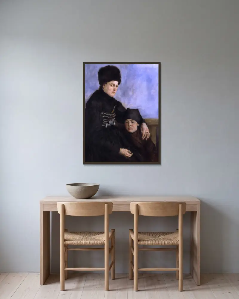Woman and Child av Wilhelm Leibl inramad på en vägg