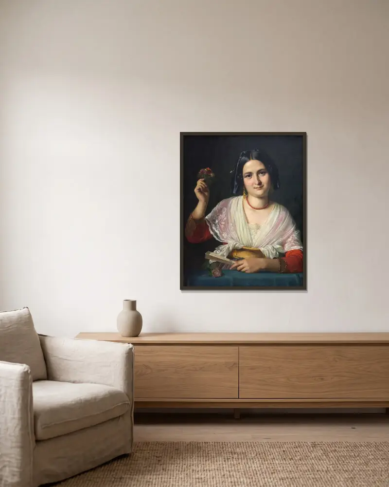 Eine römische Frau in Festkleidung von Wilhelm Marstrand gerahmt an einer Wand