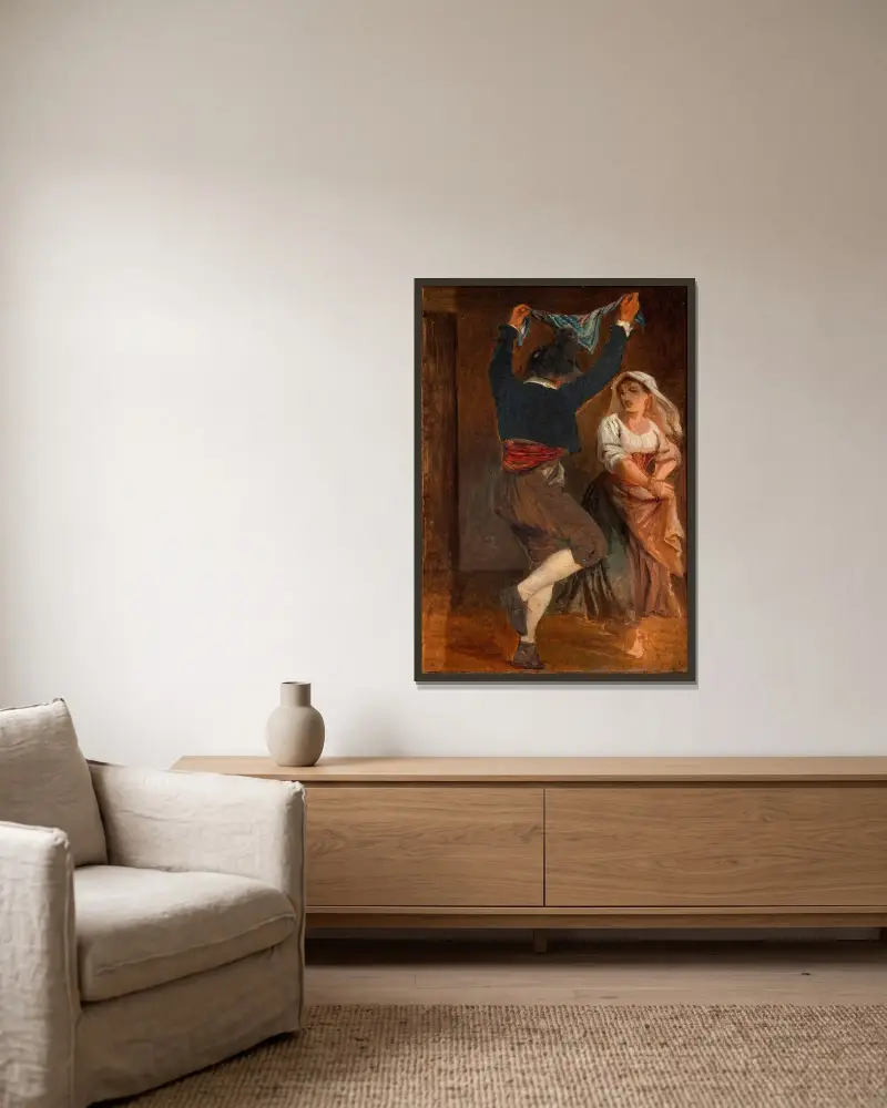 Tanzender Italiener von Wilhelm Marstrand gerahmt an einer Wand