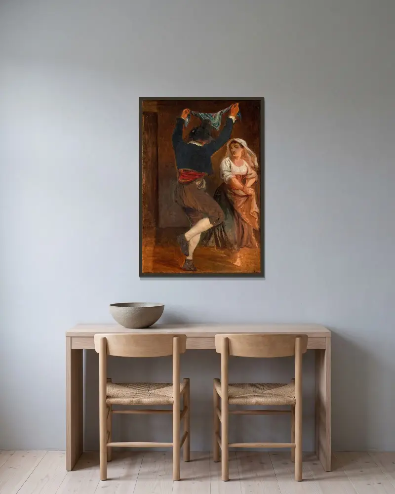 Tanzender Italiener von Wilhelm Marstrand gerahmt an einer Wand