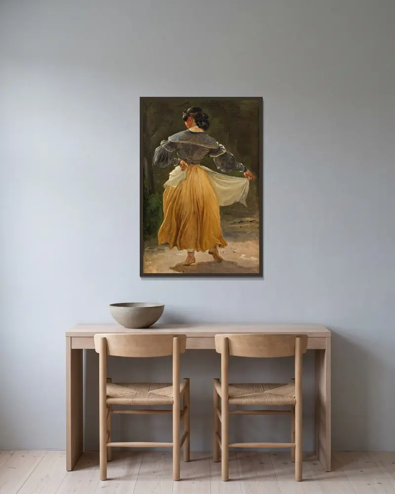 Tanzende römische Frau. Studie zu Römer, versammelt zum Festmahl in einer Osteria von Wilhelm Marstrand gerahmt an einer Wand