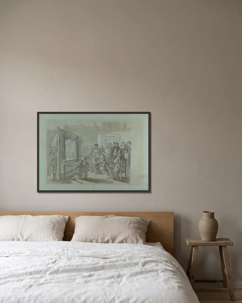 Don Quijote und andere bei Meister Pedros Puppentheater von Wilhelm Marstrand gerahmt an einer Wand