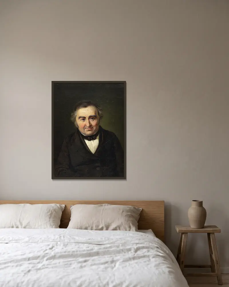 Etatsråd M.L. Nathanson av Wilhelm Marstrand inramad på en vägg