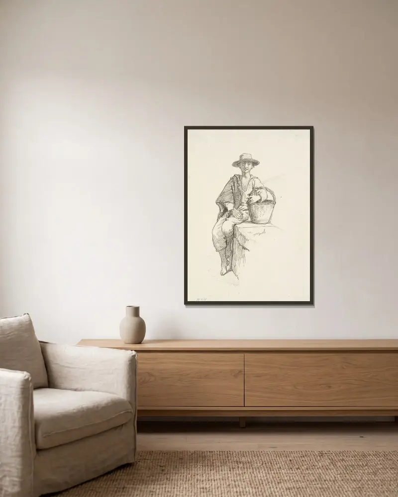 Italienischer Junge mit Korb von Wilhelm Marstrand gerahmt an einer Wand