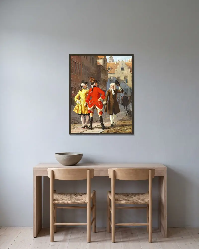 Jacob von Thybo und Jean de France von Wilhelm Marstrand gerahmt an einer Wand