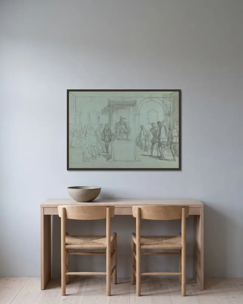 Kung Christian IV av Danmark dömer Christoffer Rosenkrantz av Wilhelm Marstrand inramad på en vägg