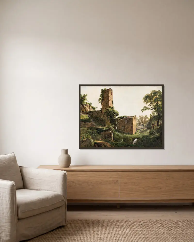 Landschaft mit Ruinen von Wilhelm Marstrand gerahmt an einer Wand