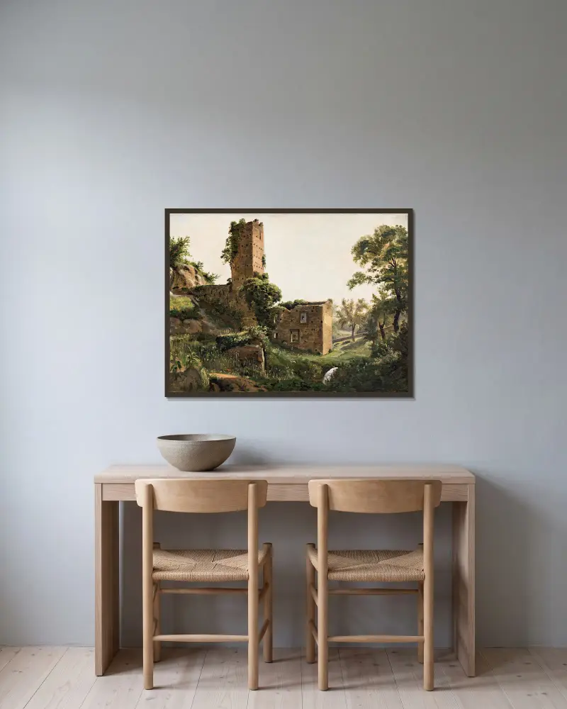 Landschaft mit Ruinen von Wilhelm Marstrand gerahmt an einer Wand