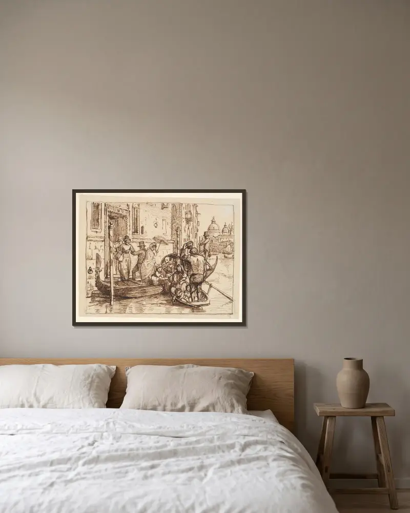 Ankunft am Canal Grande in Venedig von Wilhelm Marstrand gerahmt an einer Wand
