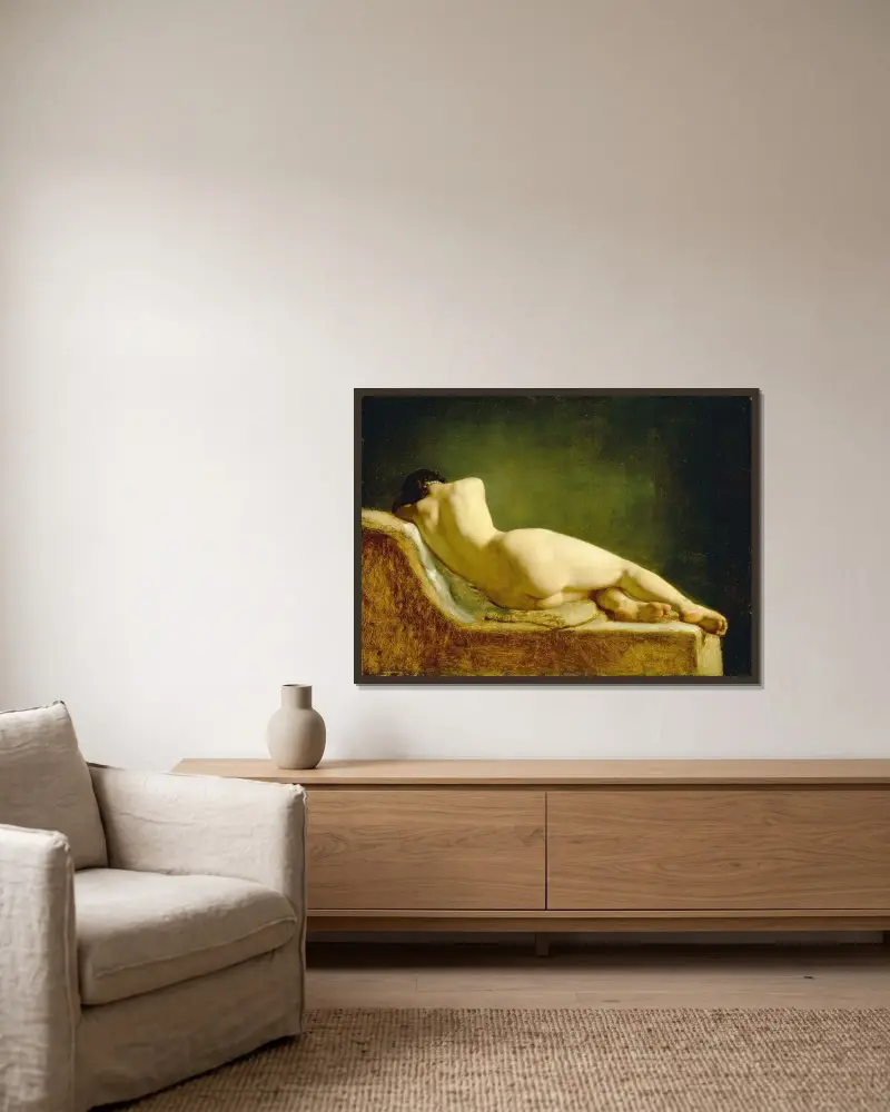 Liegendes Modell von Wilhelm Marstrand gerahmt an einer Wand