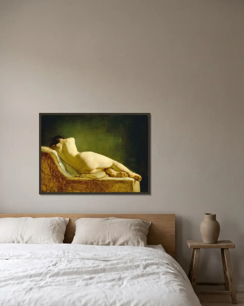 Liegendes Modell von Wilhelm Marstrand gerahmt an einer Wand