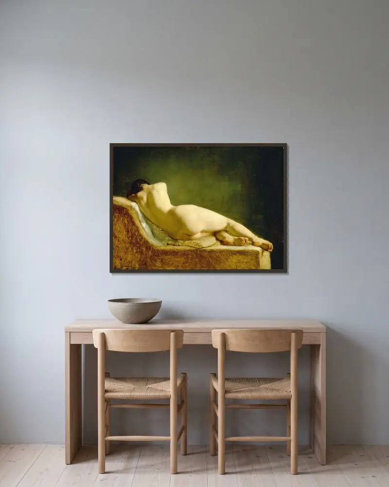 Liegendes Modell von Wilhelm Marstrand gerahmt an einer Wand