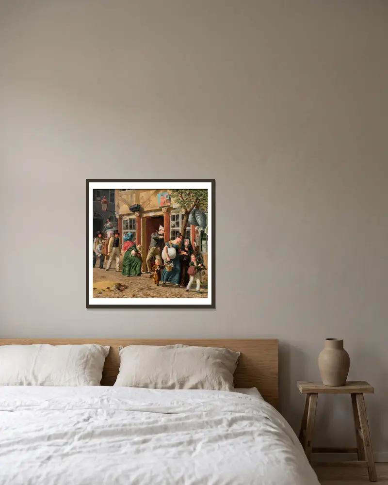 Umzugsszene von Wilhelm Marstrand gerahmt an einer Wand