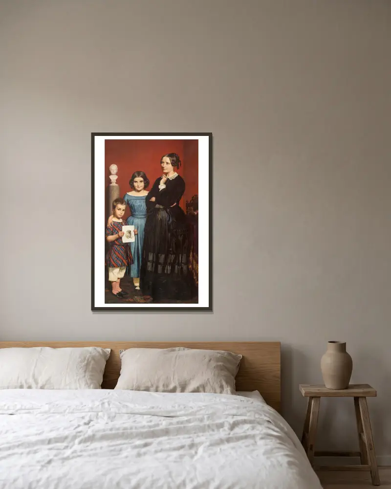 Portrait of Frederikke Vilhelmine Hage with Children av Wilhelm Marstrand inramad på en vägg