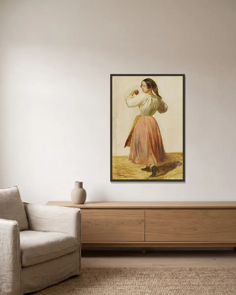 Studie einer tanzenden Italienerin von Wilhelm Marstrand gerahmt an einer Wand
