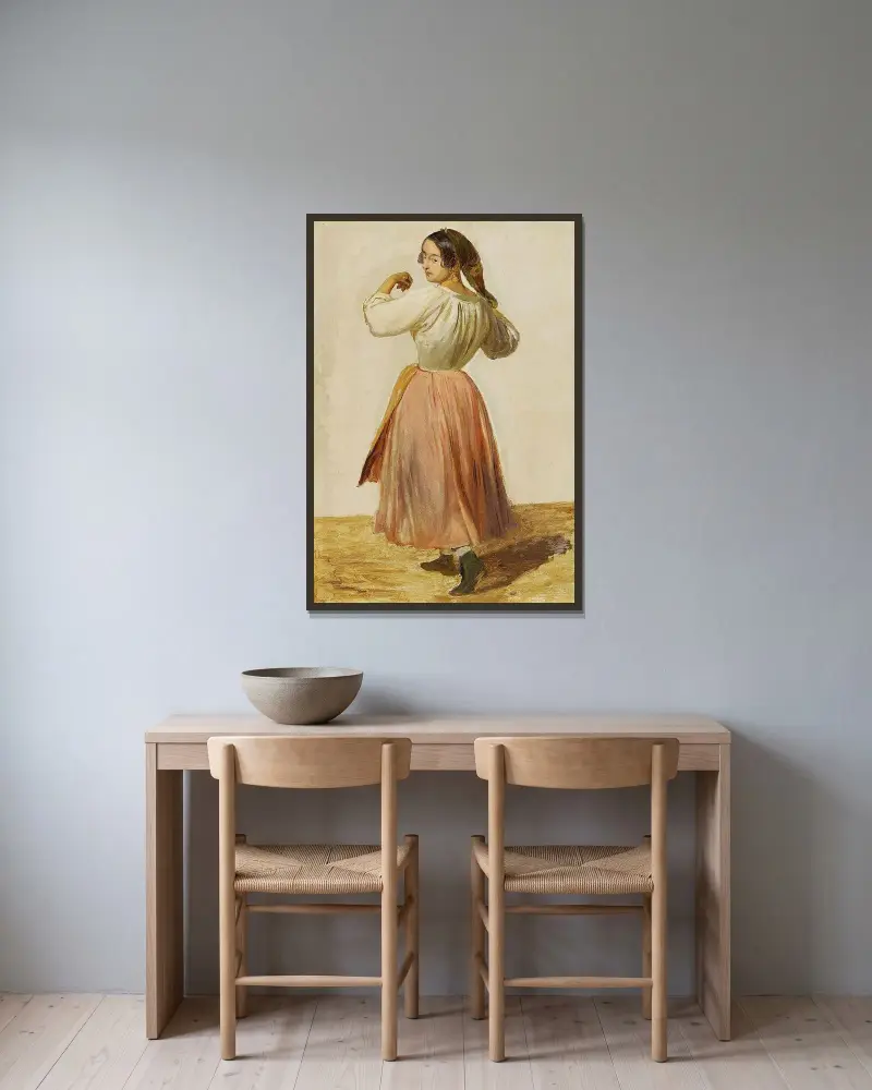 Studie einer tanzenden Italienerin von Wilhelm Marstrand gerahmt an einer Wand