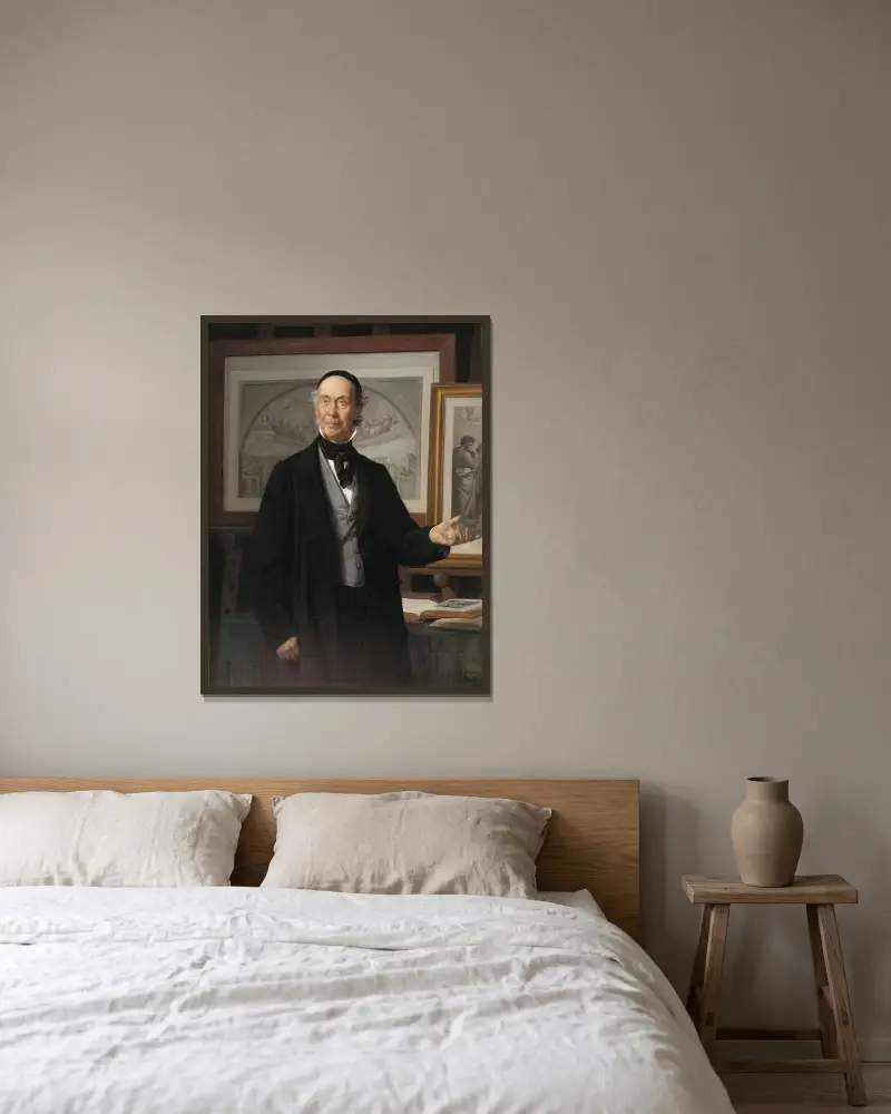 Der Kunsthistoriker Niels Lauritz Høyen, 1868 von Wilhelm Marstrand gerahmt an einer Wand