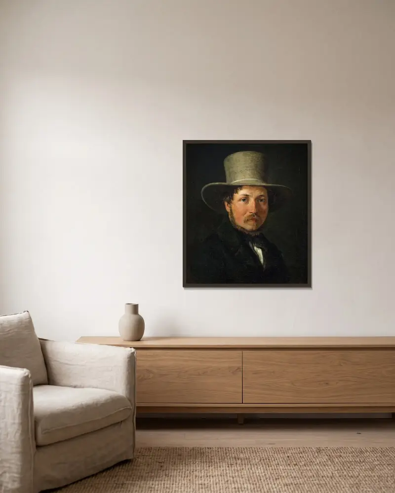 Der Maler Christen Købke von Wilhelm Marstrand gerahmt an einer Wand