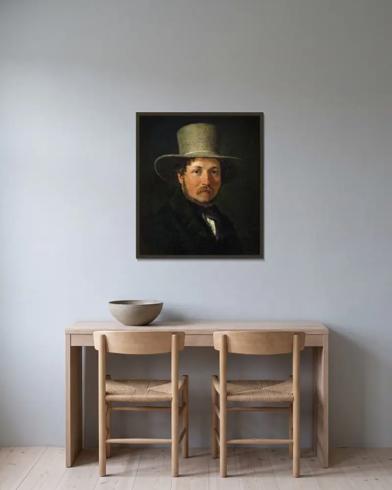 Der Maler Christen Købke von Wilhelm Marstrand gerahmt an einer Wand