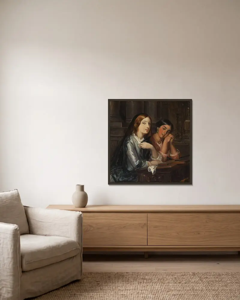 Venezianische Frauen in einer Kirche von Wilhelm Marstrand gerahmt an einer Wand