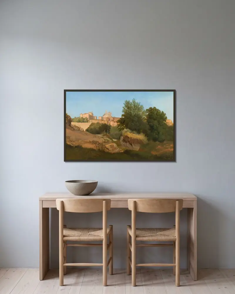 View of Ariccia av Gustaf Wilhelm Palm inramad på en vägg