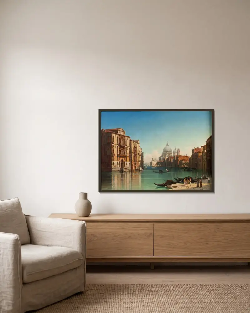 Vy över Canal Grande i Venedig av Gustaf Wilhelm Palm inramad på en vägg