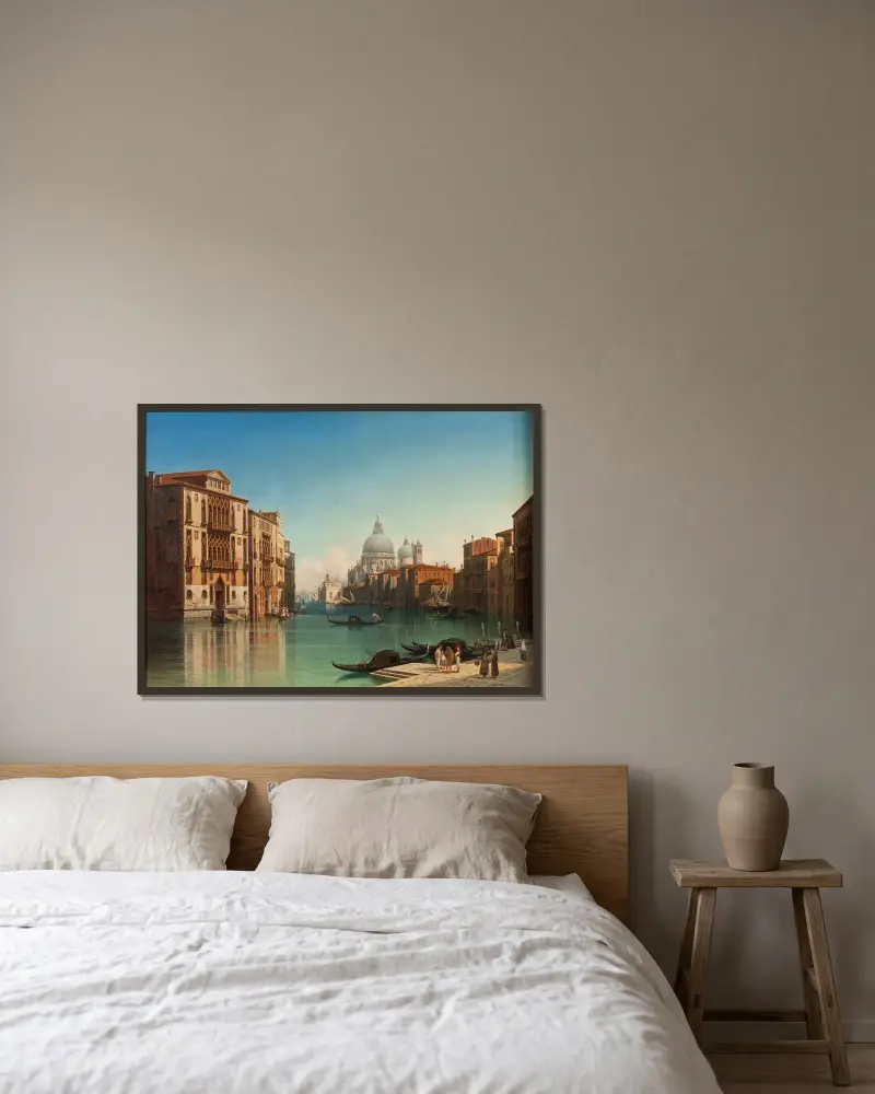 Vy över Canal Grande i Venedig av Gustaf Wilhelm Palm inramad på en vägg