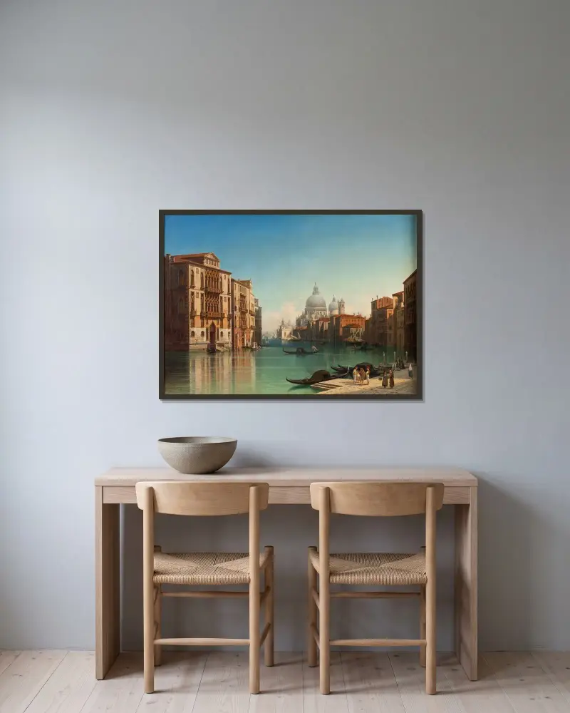 Vy över Canal Grande i Venedig av Gustaf Wilhelm Palm inramad på en vägg