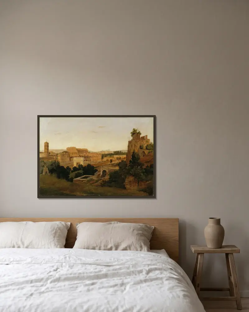 View of Rome with the Colosseum. Study av Gustaf Wilhelm Palm inramad på en vägg