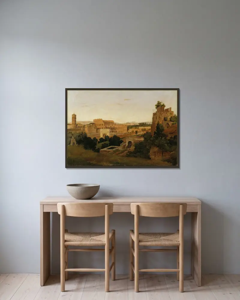 View of Rome with the Colosseum. Study av Gustaf Wilhelm Palm inramad på en vägg