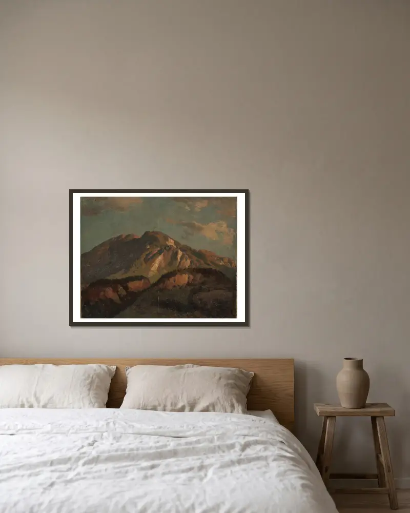 Bergrücken (wohl) in Graubünden von Johann Wilhelm Schirmer gerahmt an einer Wand