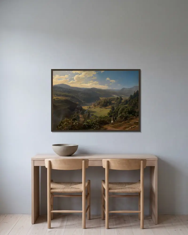 Das Geroldsauertal bei Baden-Baden von Johann Wilhelm Schirmer gerahmt an einer Wand