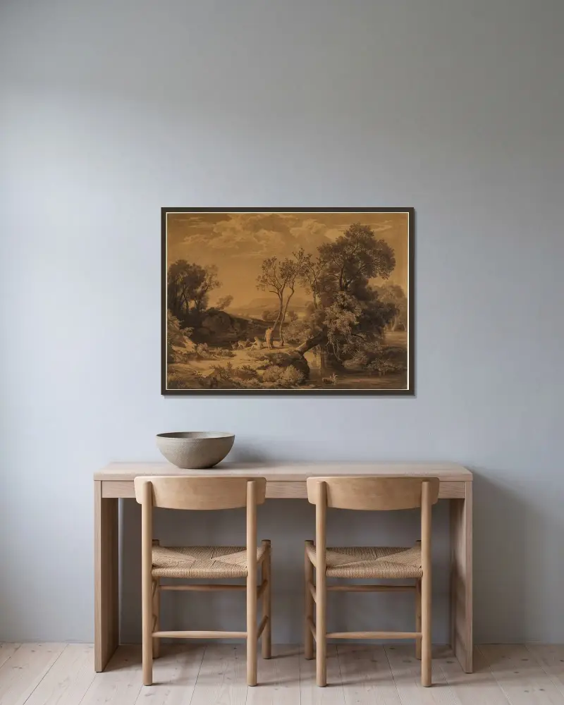 Paradiset som en vårmorgon (I paradiset I) av Johann Wilhelm Schirmer inramad på en vägg