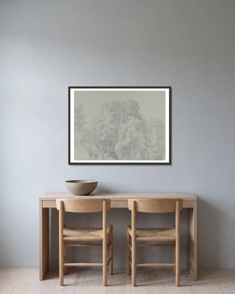 Waldstück von Johann Wilhelm Schirmer gerahmt an einer Wand