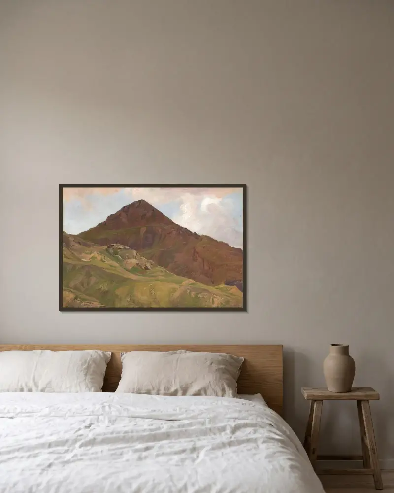 Kahle Hochgebirgslandschaft av Johann Wilhelm Schirmer inramad på en vägg