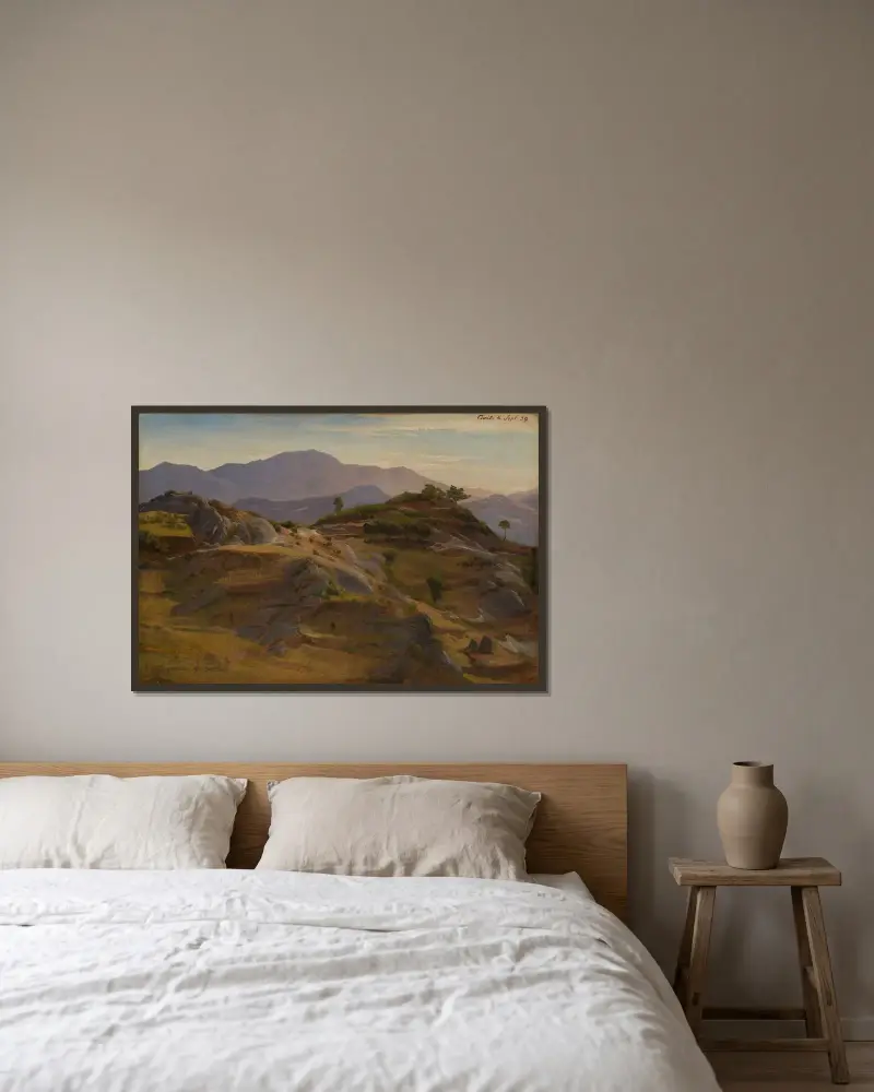 Landskap nära Civitella av Johann Wilhelm Schirmer inramad på en vägg