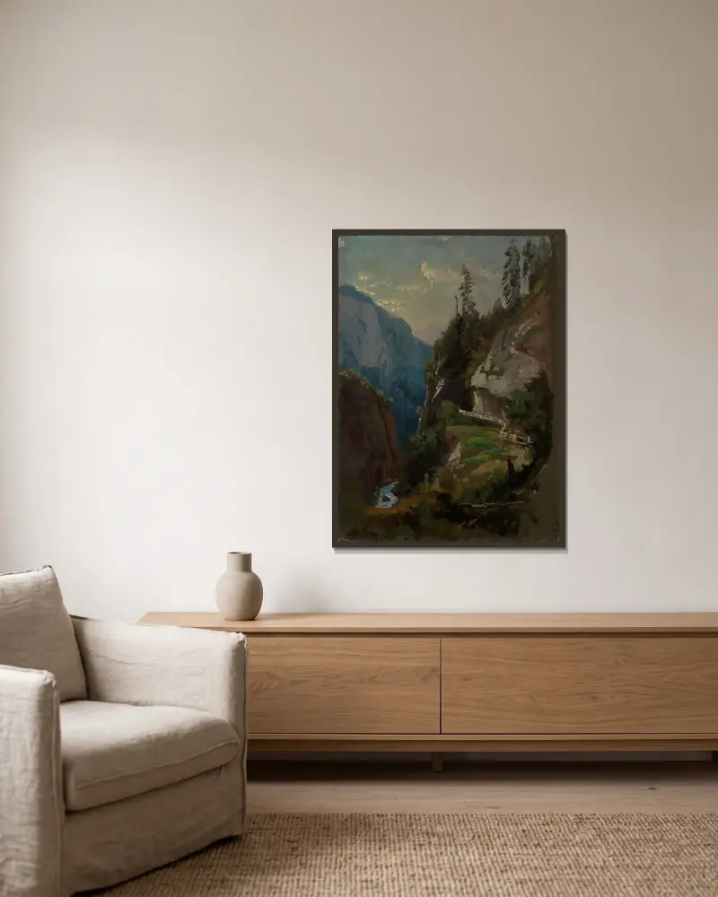Via Mala av Johann Wilhelm Schirmer inramad på en vägg
