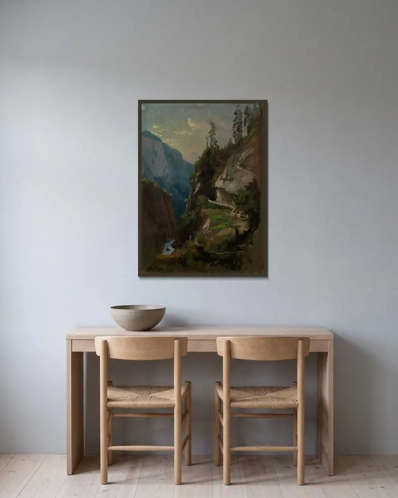 Via Mala av Johann Wilhelm Schirmer inramad på en vägg