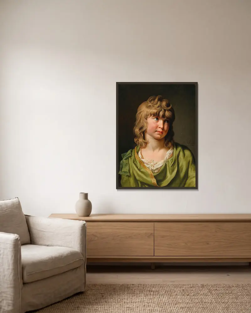 Portrait of a boy with blond curls av Johann Heinrich Wilhelm Tischbein inramad på en vägg