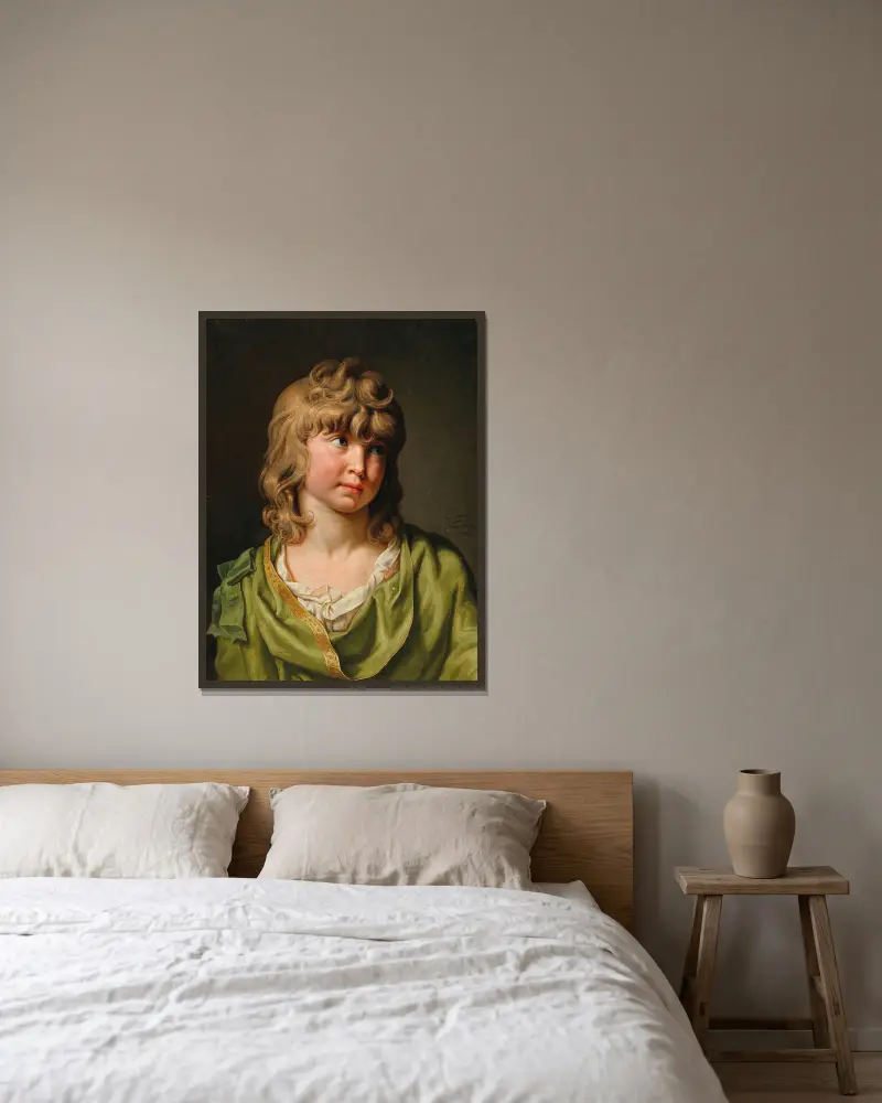 Portrait of a boy with blond curls av Johann Heinrich Wilhelm Tischbein inramad på en vägg