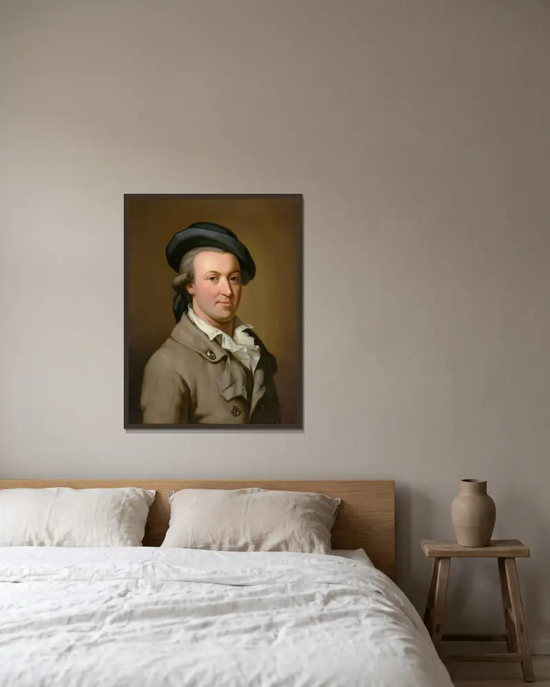 Porträt des Hans Jakob Irminger av Johann Heinrich Wilhelm Tischbein inramad på en vägg
