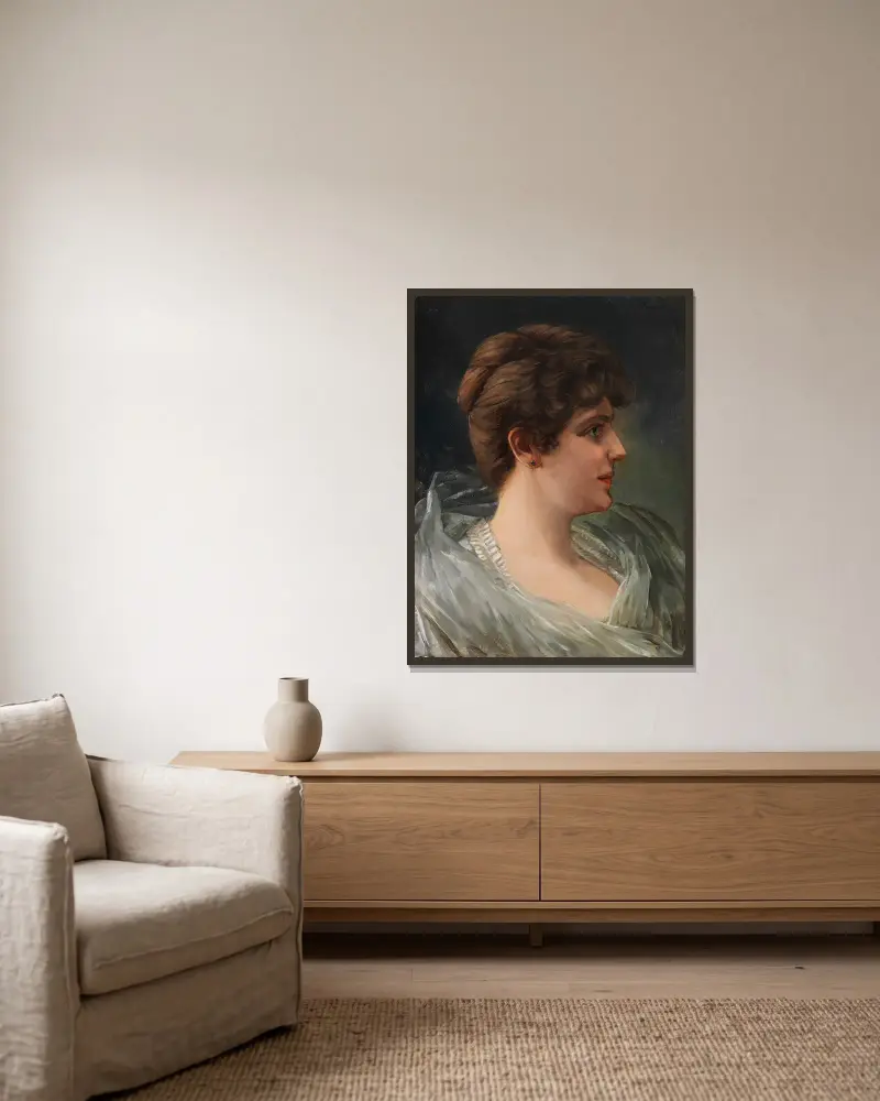 Bildnis einer Dame im Profil von Wilhelm Trübner gerahmt an einer Wand