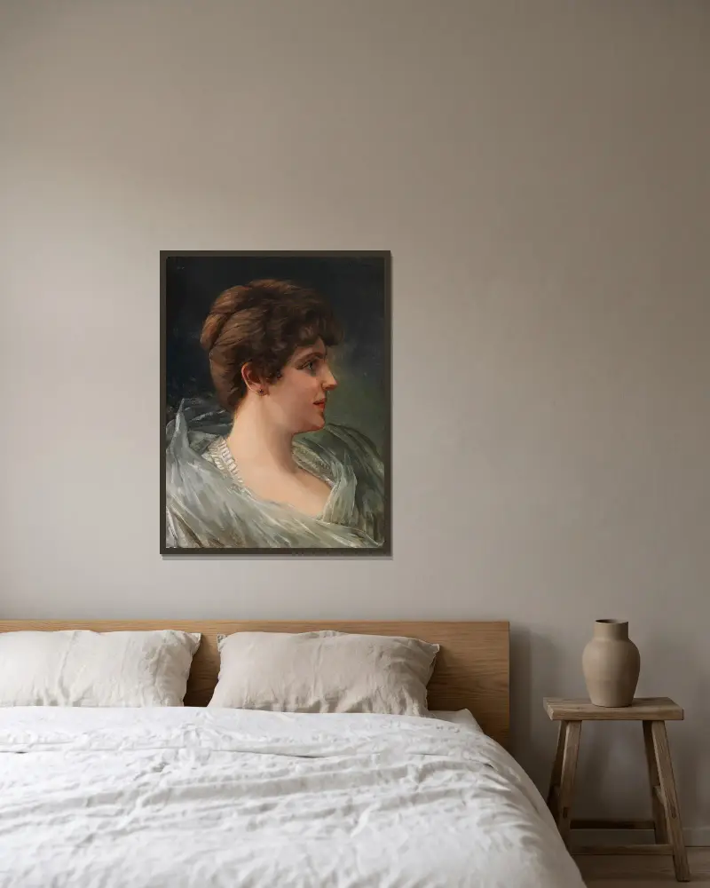 Bildnis einer Dame im Profil von Wilhelm Trübner gerahmt an einer Wand